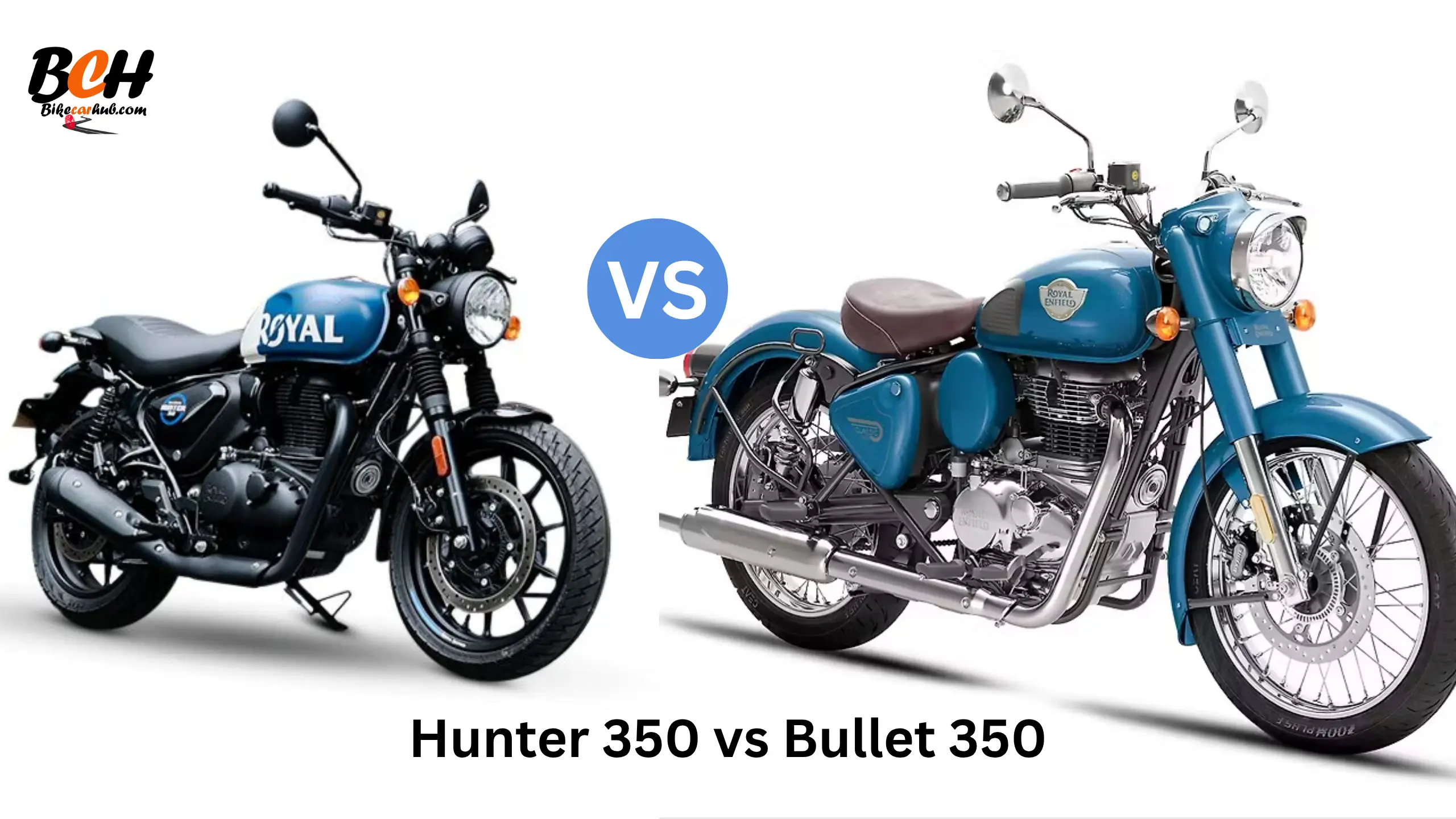 Hunter 350 vs Bullet 350 – Detailed Cruiser Bike Comparison (2025) | BikeCarHub Hunter 350 vs Bullet 350 – Detailed Cruiser Bike Comparison (2025) | BikeCarHub